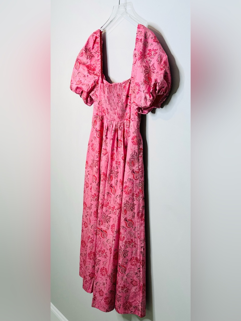 Hill House Matilda Pink Pimlico Floral Ikat Dress with Puff Sleeves NWT - Picture 9 of 15
